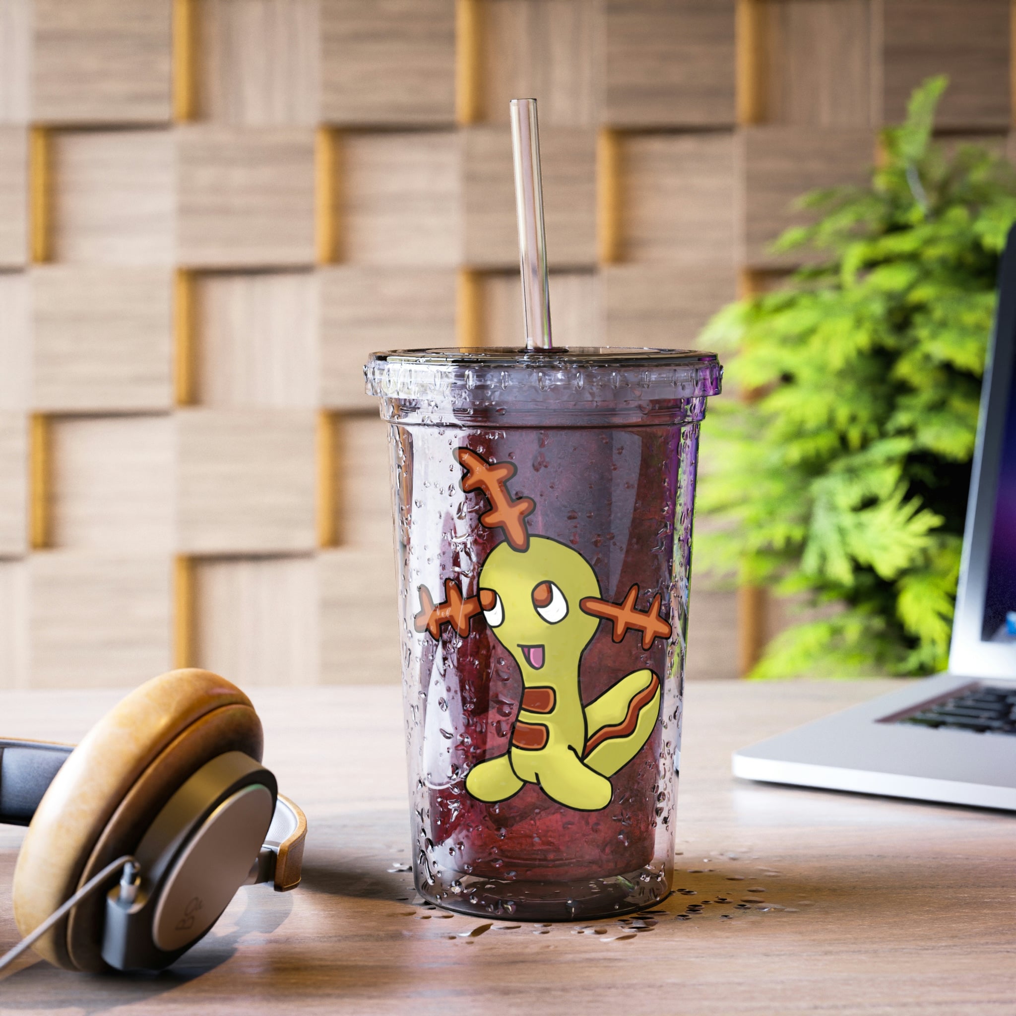 Chinchow Suave Acrylic Cup with vibrant custom design, double-wall insulation, and BPA-free lid and straw.