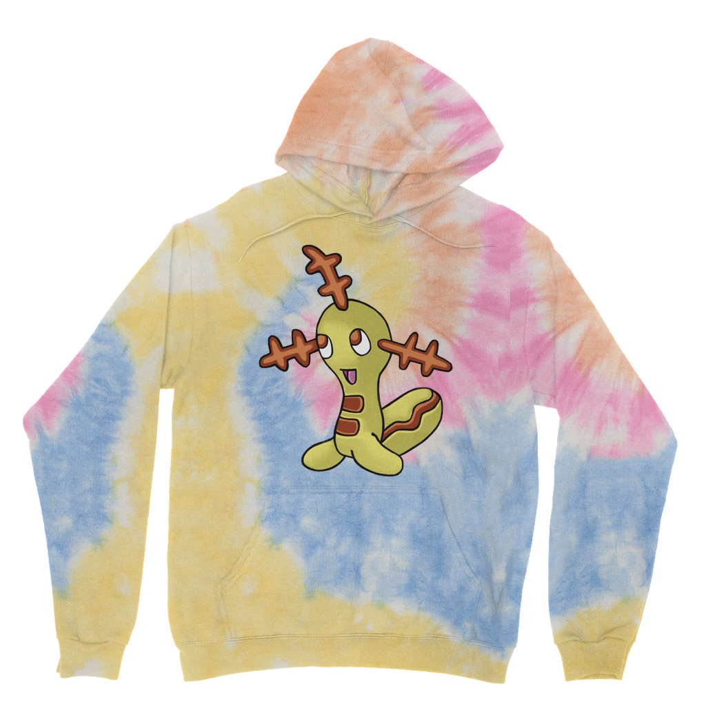 Chinchow Tie Dye Hoodie featuring a unique tie dye pattern, brushed back fleece material, and a kangaroo pouch pocket.