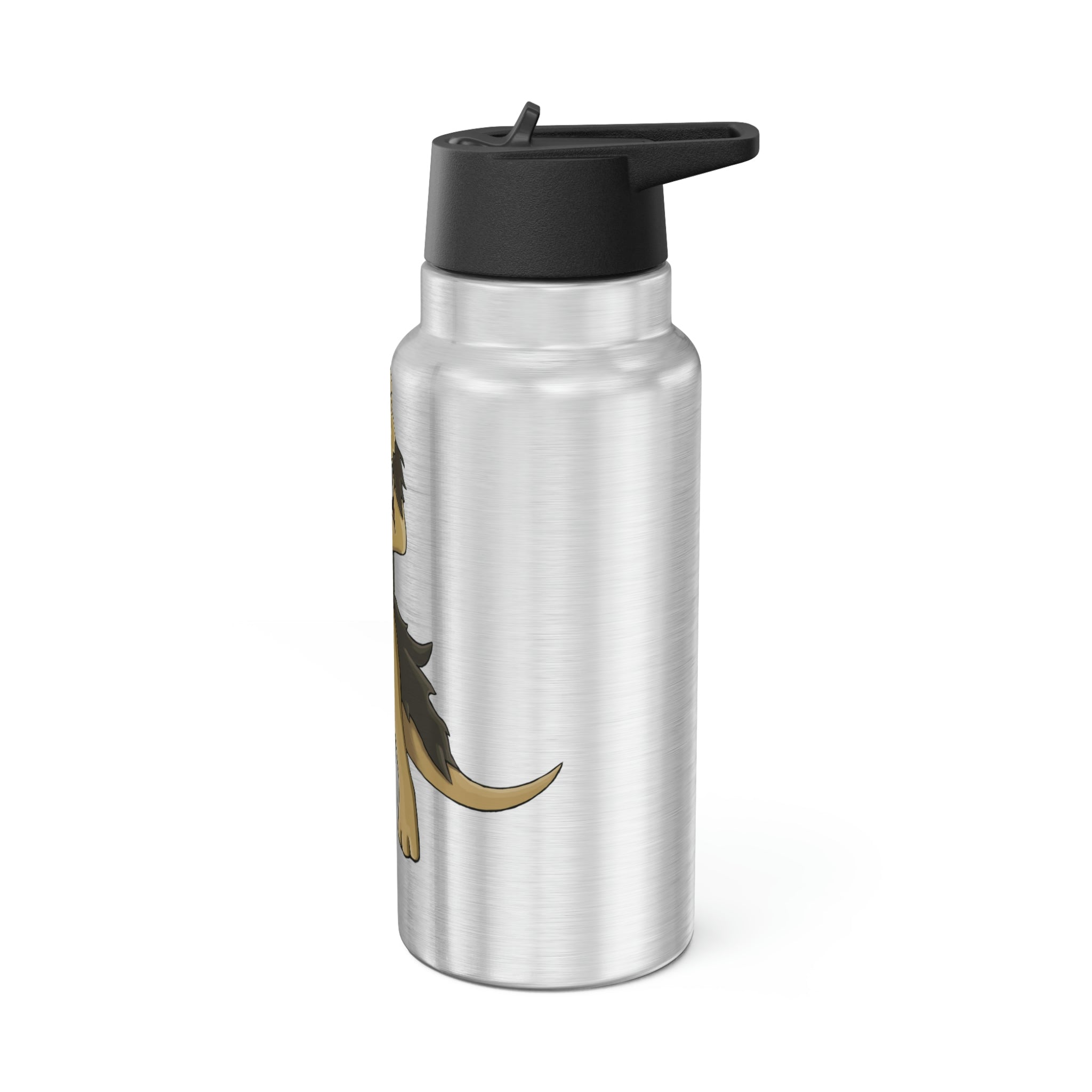 Chiwuadud Gator Tumbler in stainless steel with a black cap and plastic straw, showcasing a customizable design.