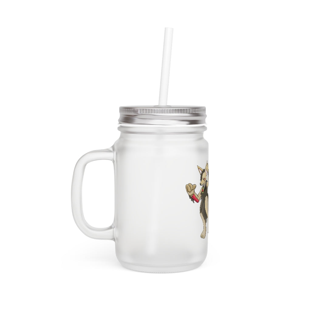 Chiwuadud Mason Jar made of frosted glass with a straw and lid, perfect for personalized drinks.