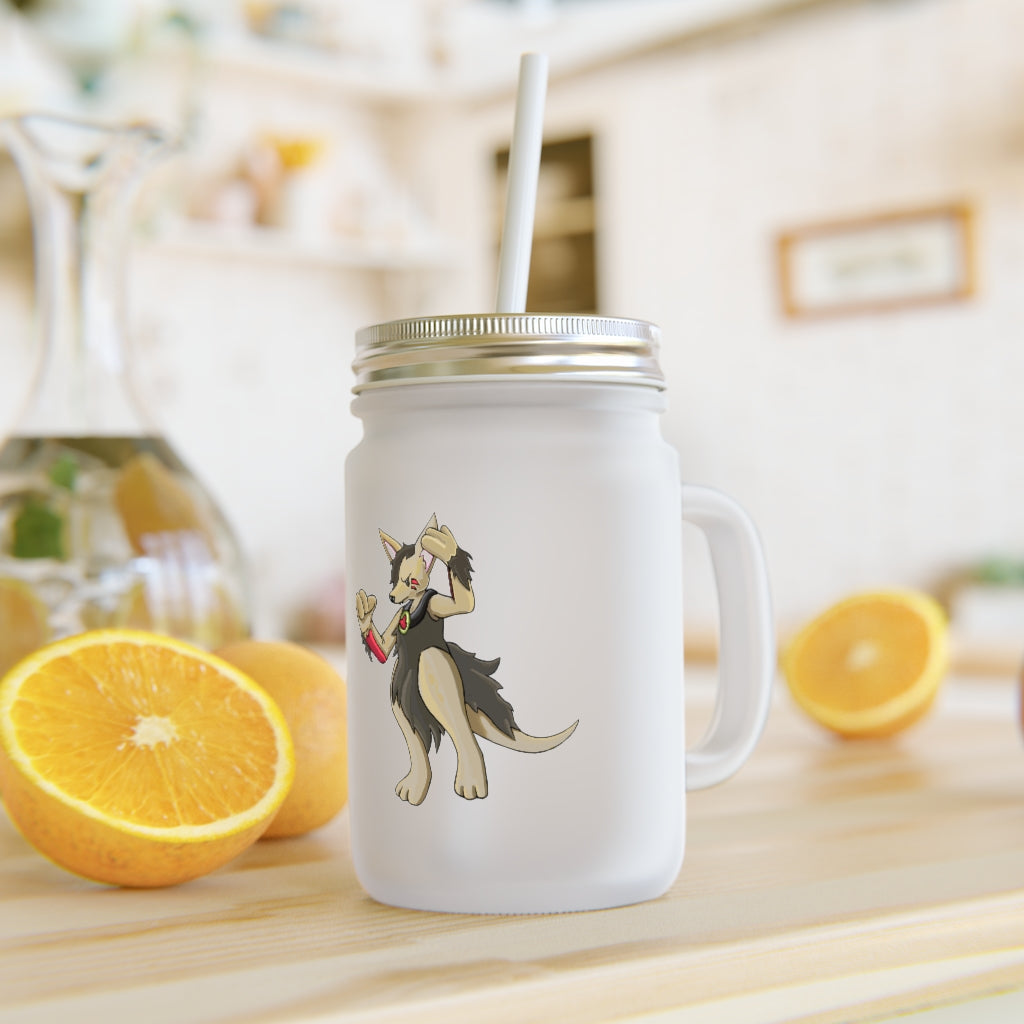 Chiwuadud Mason Jar made of frosted glass with a straw and lid, perfect for personalized drinks.