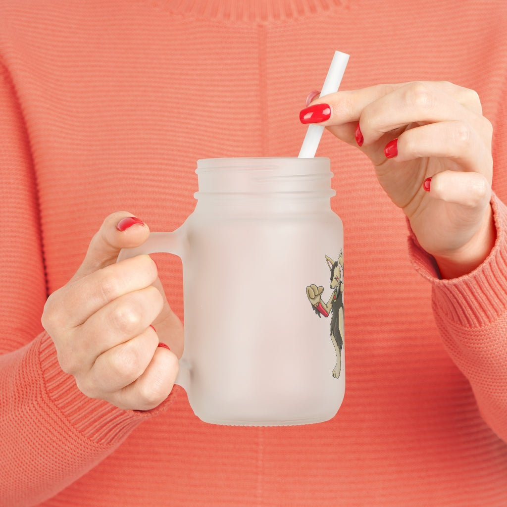 Chiwuadud Mason Jar made of frosted glass with a straw and lid, perfect for personalized drinks.