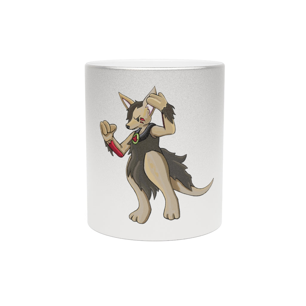 Chiwuadud metallic mug in silver and gold with personalized design options, showcasing a stylish ceramic finish.