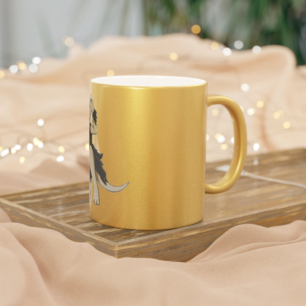 Chiwuadud metallic mug in silver and gold with personalized design options, showcasing a stylish ceramic finish.