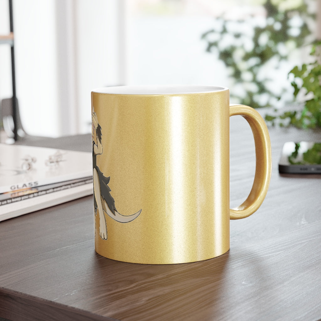 Chiwuadud metallic mug in silver and gold with personalized design options, showcasing a stylish ceramic finish.