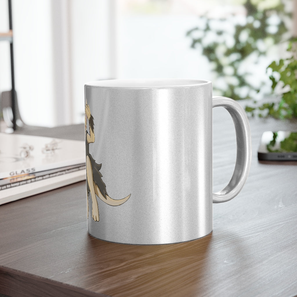 Chiwuadud metallic mug in silver and gold with personalized design options, showcasing a stylish ceramic finish.