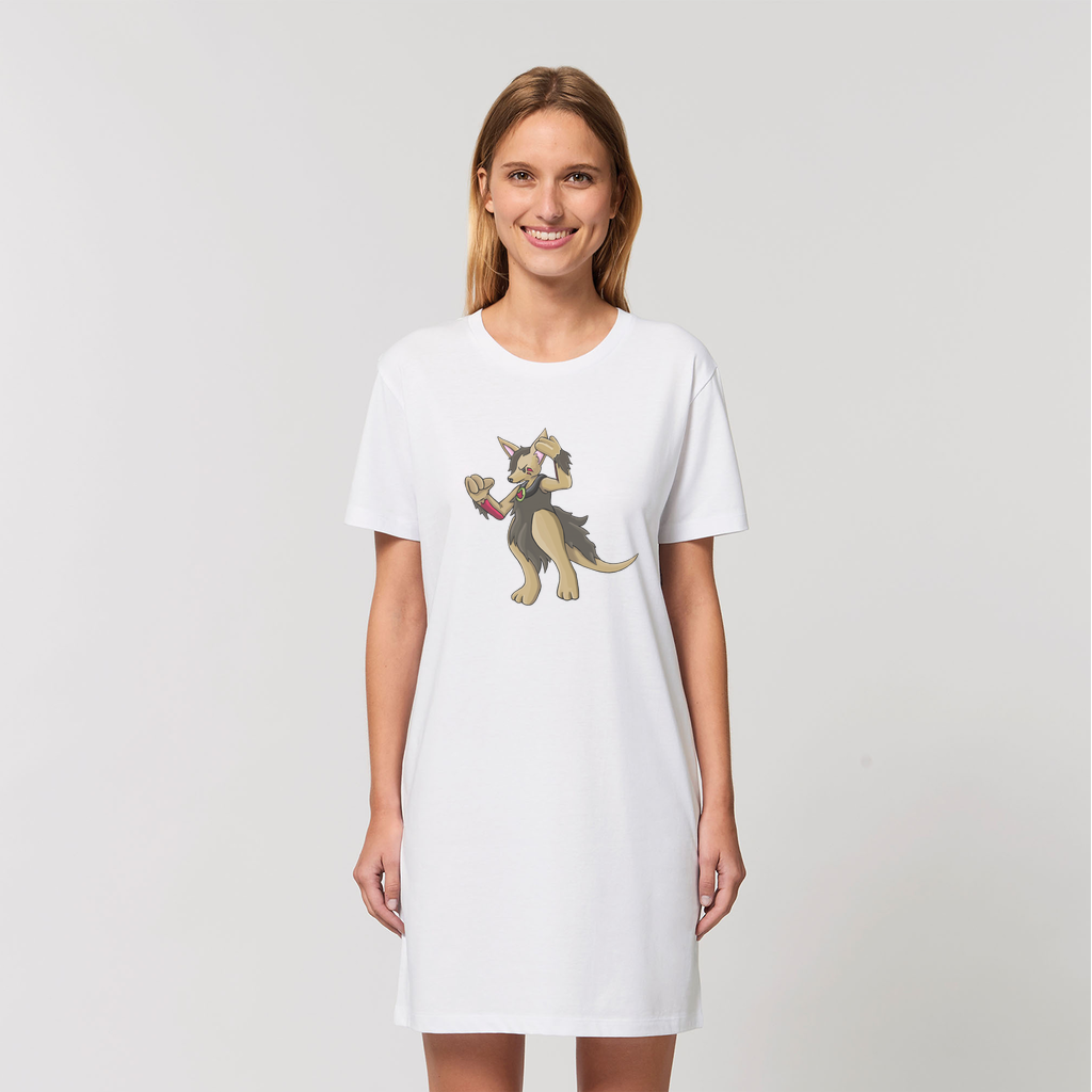 Chiwuadud Organic T-Shirt Dress made from 100% organic cotton, showcasing its soft texture and stylish design.