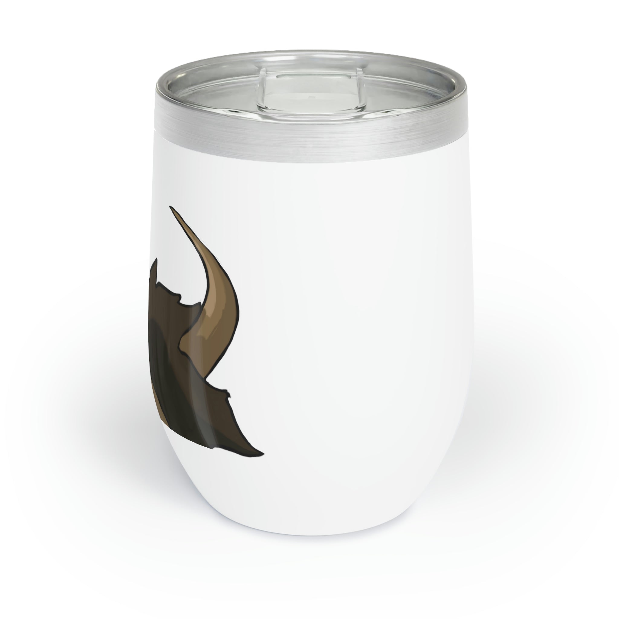 Chiwuahun Chill Wine Tumbler in stainless steel with double-insulated walls, showcasing a sleek stemless design.