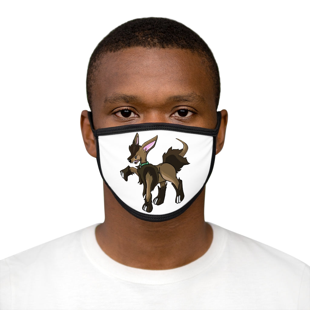 Chiwuahun Mixed-Fabric Face Mask featuring a black outer edge and earloops, made from polyester and cotton for comfort and style.