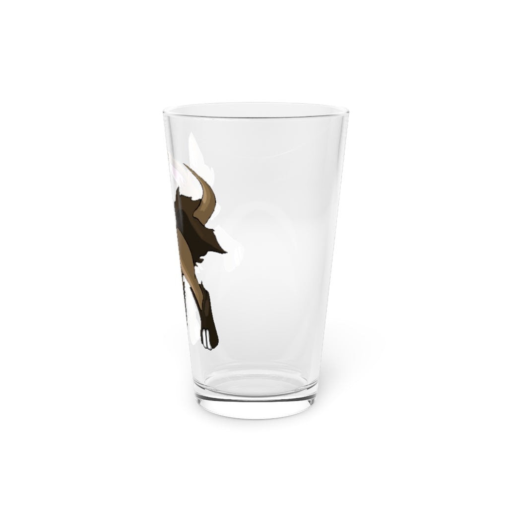 Chiwuahun Pint Glass, 16oz, clear glass with custom printed design, perfect for beverages.