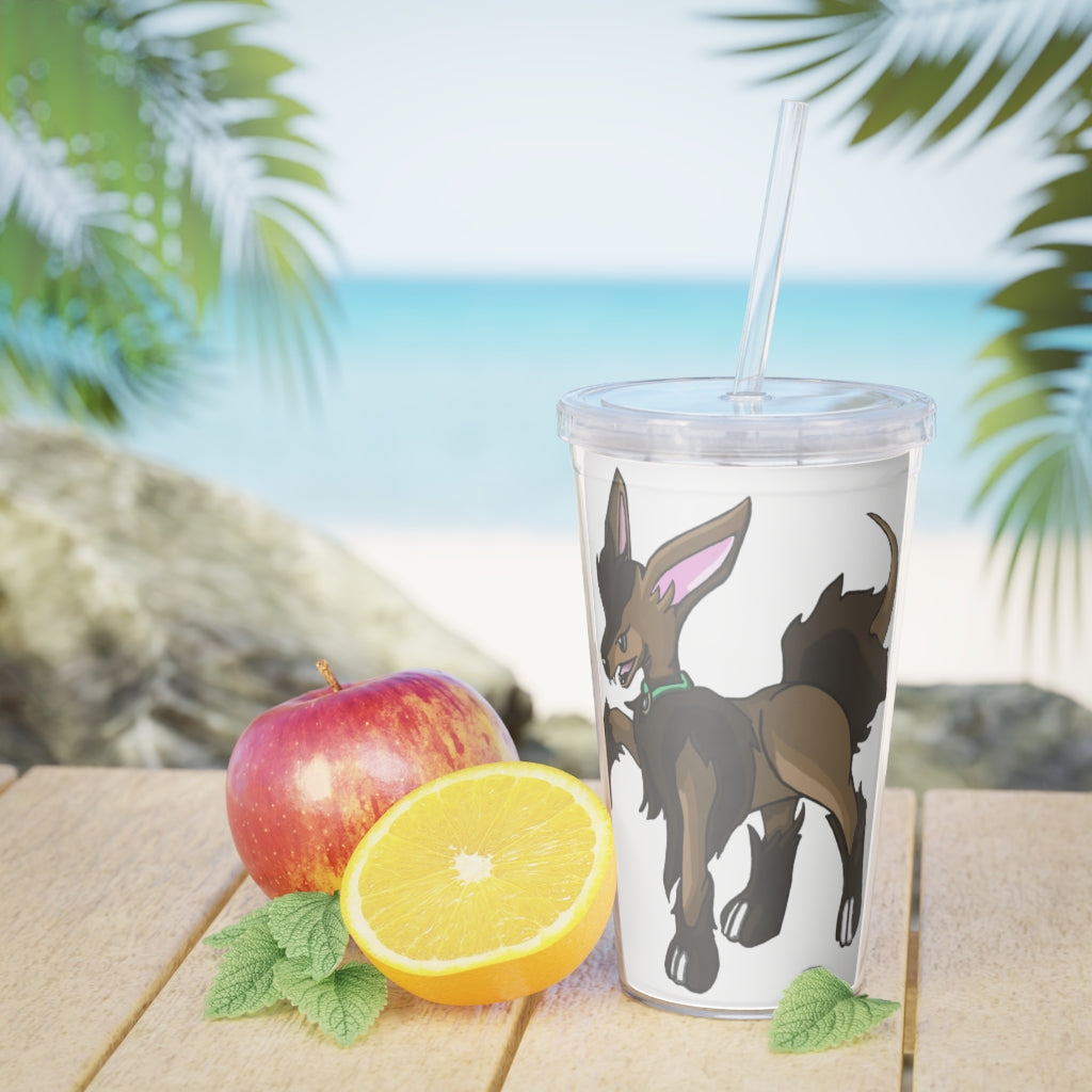 Chiwuahun Plastic Tumbler with Straw, featuring a customizable design and double wall insulation, perfect for parties and gatherings.