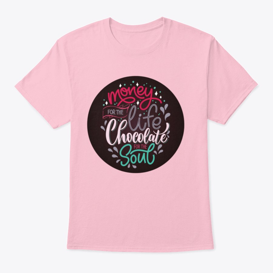 A colorful Christmas winter shirt featuring a chocolate hand lettering quote, showcasing festive design elements.