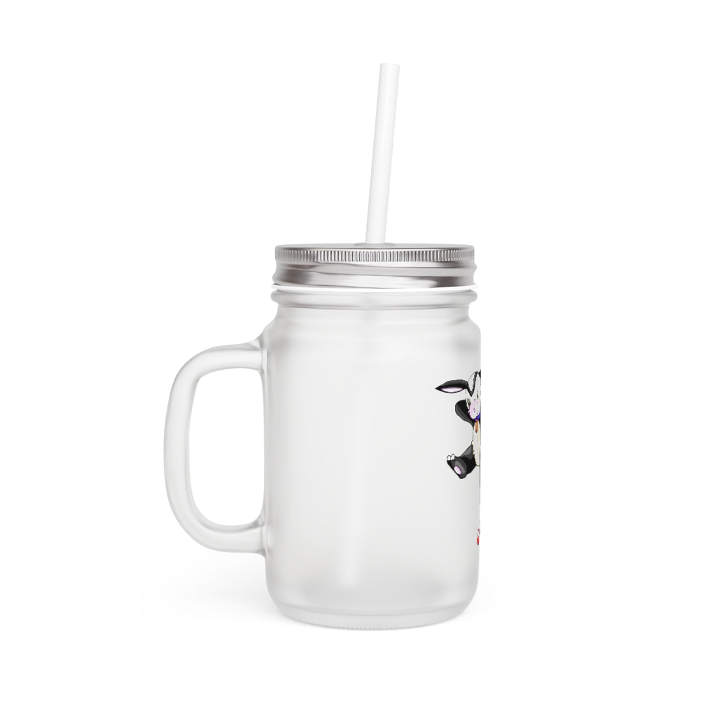 Choyri Mason Jar made of frosted glass with a straw and lid, perfect for personalized drinks.