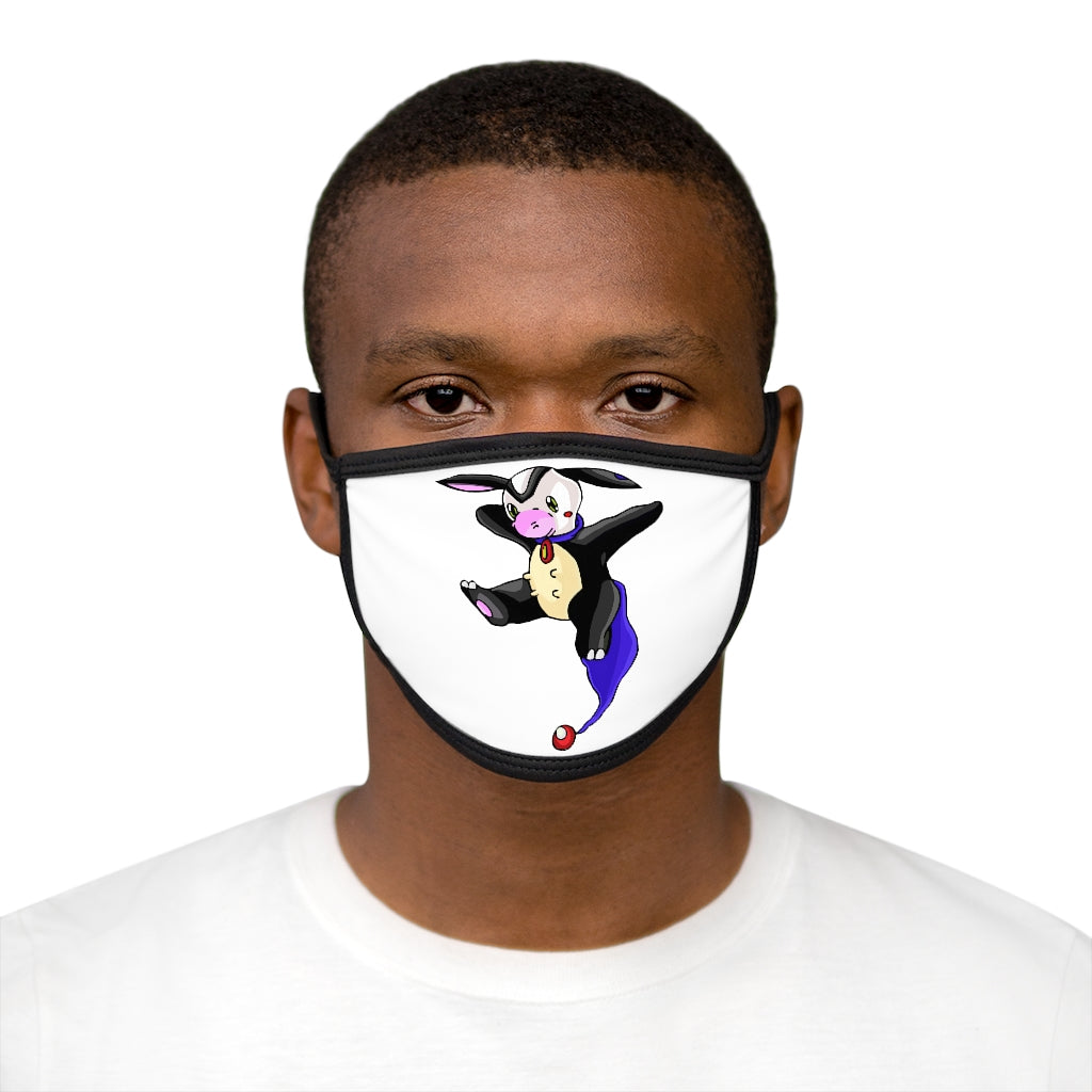 Choyri Mixed-Fabric Face Mask featuring a black outer edge and earloops, made of polyester and cotton for comfort and style.