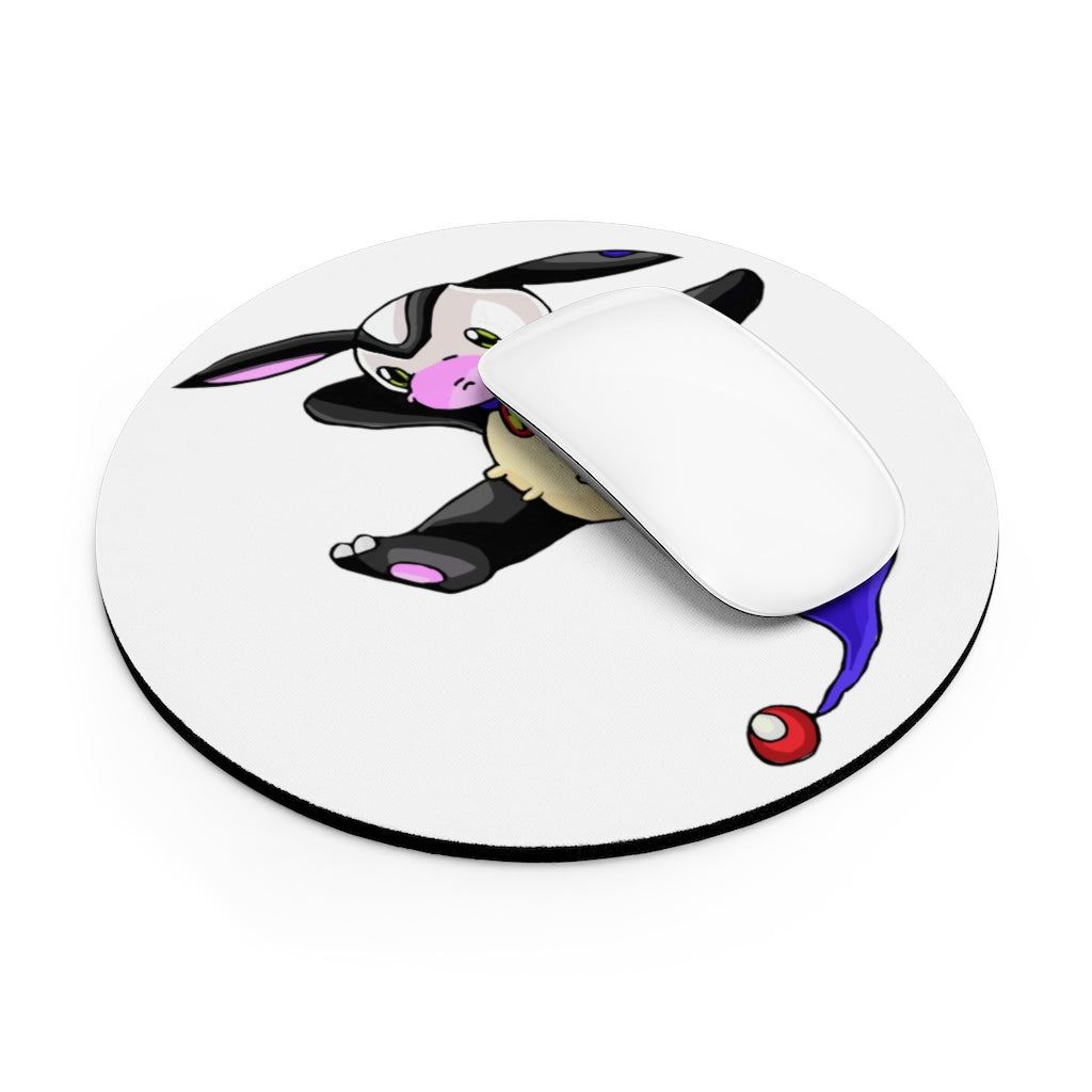 Choyri Mouse Pad in round and rectangular shapes with vibrant designs and non-slip rubber bottom.