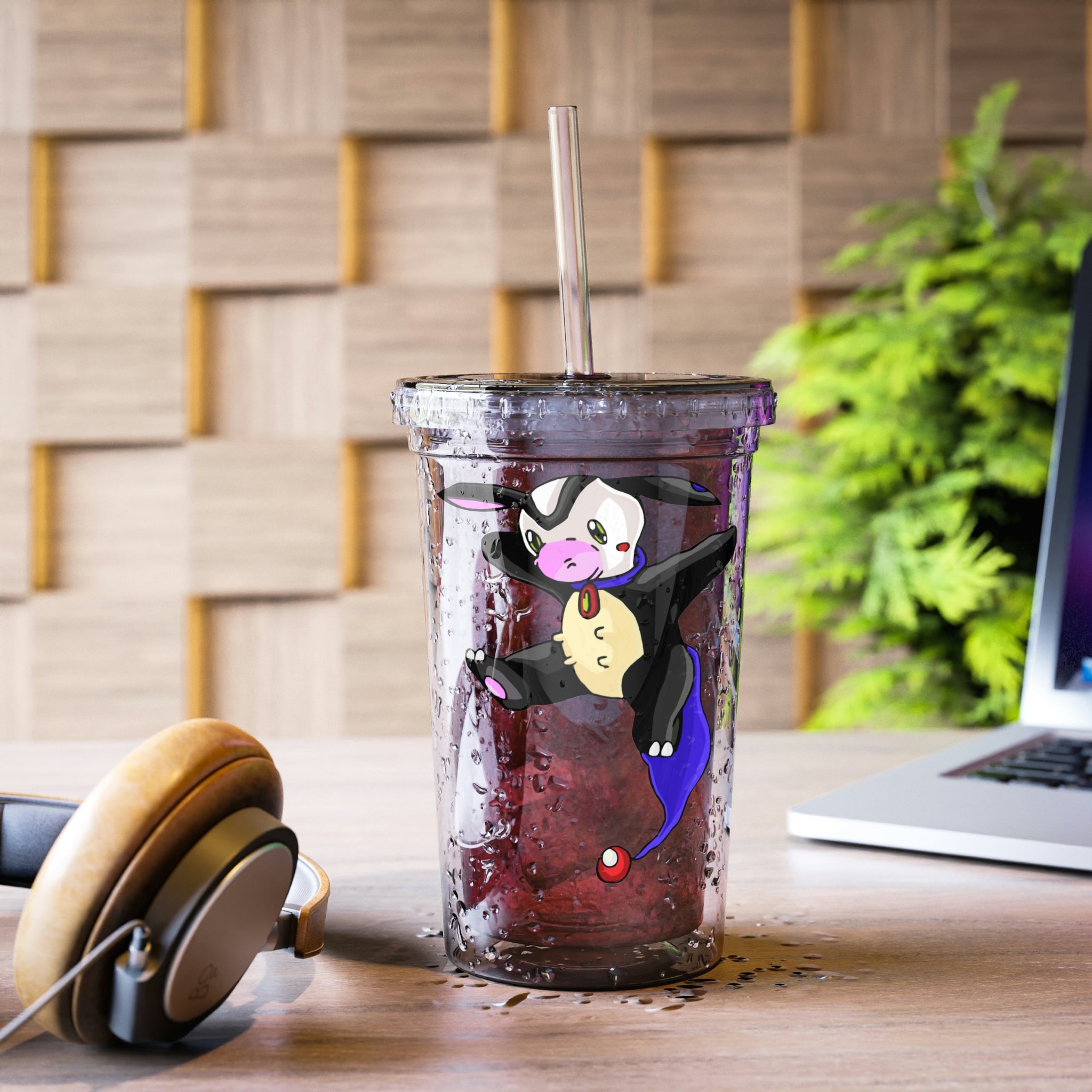 Choyri Suave Acrylic Cup with vibrant artwork, double-wall insulation, and BPA-free lid and straw.