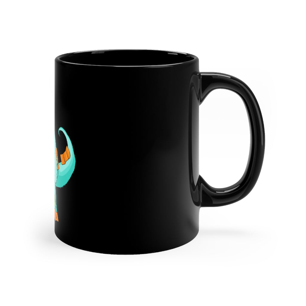 Chrisikle Black mug 11oz, featuring a sleek black ceramic design with rounded corners and a comfortable C-handle.