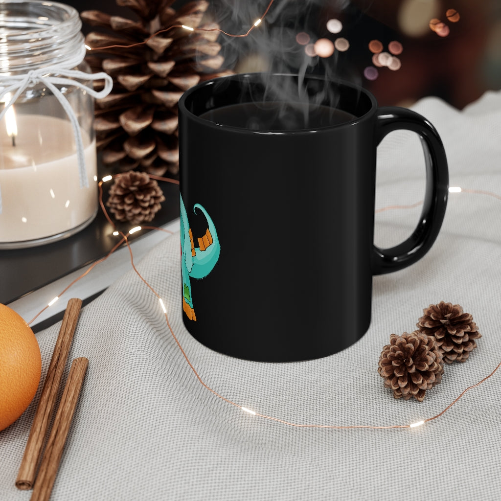 Chrisikle Black mug 11oz, featuring a sleek black ceramic design with rounded corners and a comfortable C-handle.