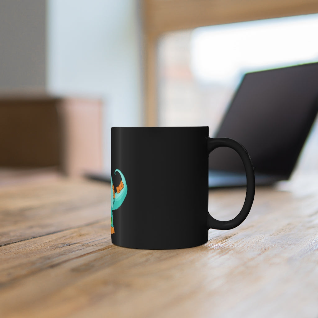 Chrisikle Black mug 11oz, featuring a sleek black ceramic design with rounded corners and a comfortable C-handle.