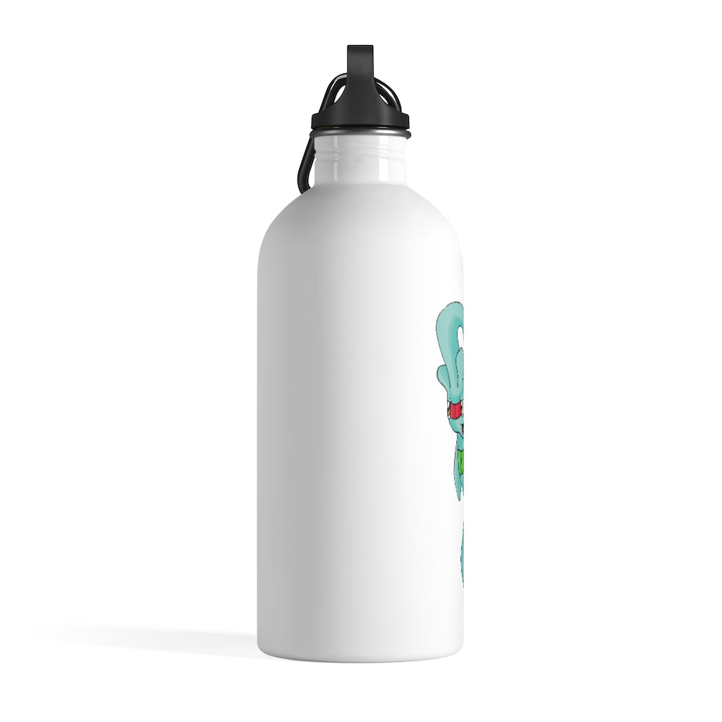 Chriskisx Stainless Steel Water Bottle with a plastic screw top and carabiner, showcasing its stylish design and lightweight build.