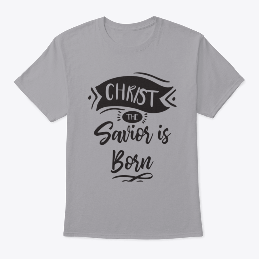 A festive Christmas print design featuring the phrase 'Christ The Savior Is Born' on a soft cotton fabric, perfect for holiday celebrations.