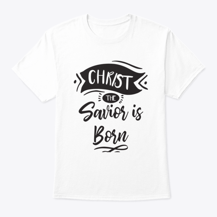 A festive Christmas print design featuring the phrase 'Christ The Savior Is Born' on a soft cotton fabric, perfect for holiday celebrations.