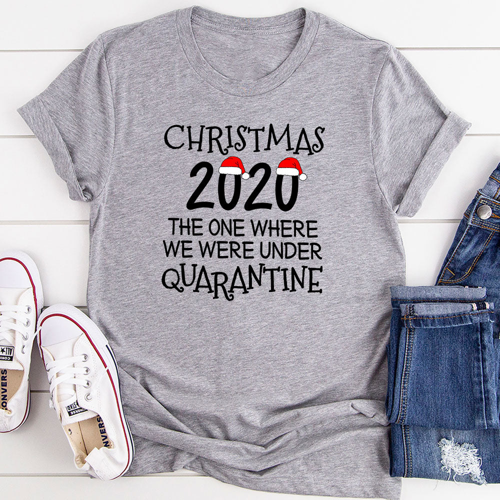 A cozy Christmas 2020 T-Shirt made from soft ring-spun cotton, featuring double stitching for durability and a festive design.