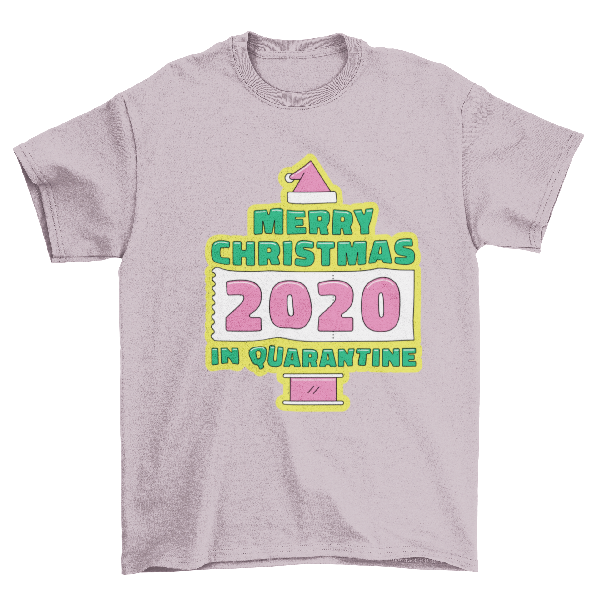 A festive t-shirt featuring the quote 'Merry Christmas 2020 in quarantine' in a stylish design.