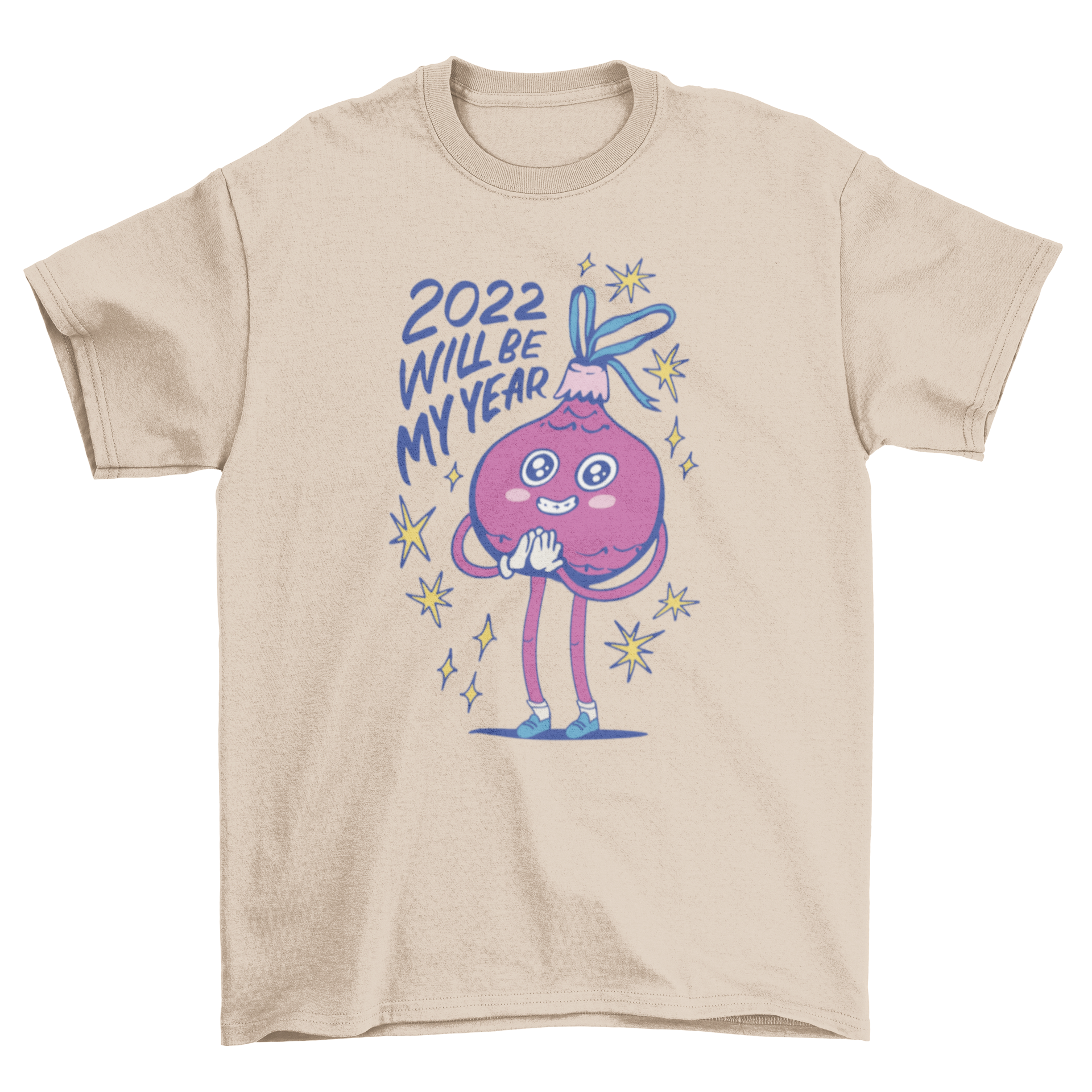 A cute t-shirt featuring a happy Christmas ornament and the quote '2022 will be my year'.