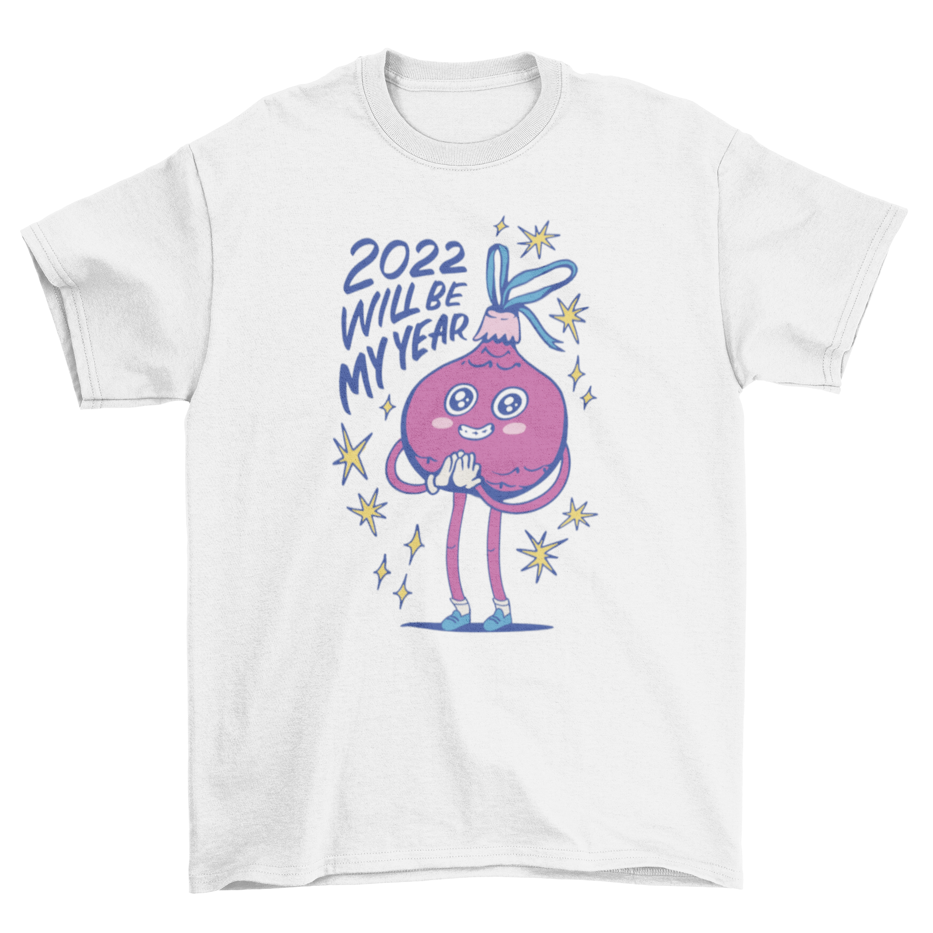 A cute t-shirt featuring a happy Christmas ornament and the quote '2022 will be my year'.