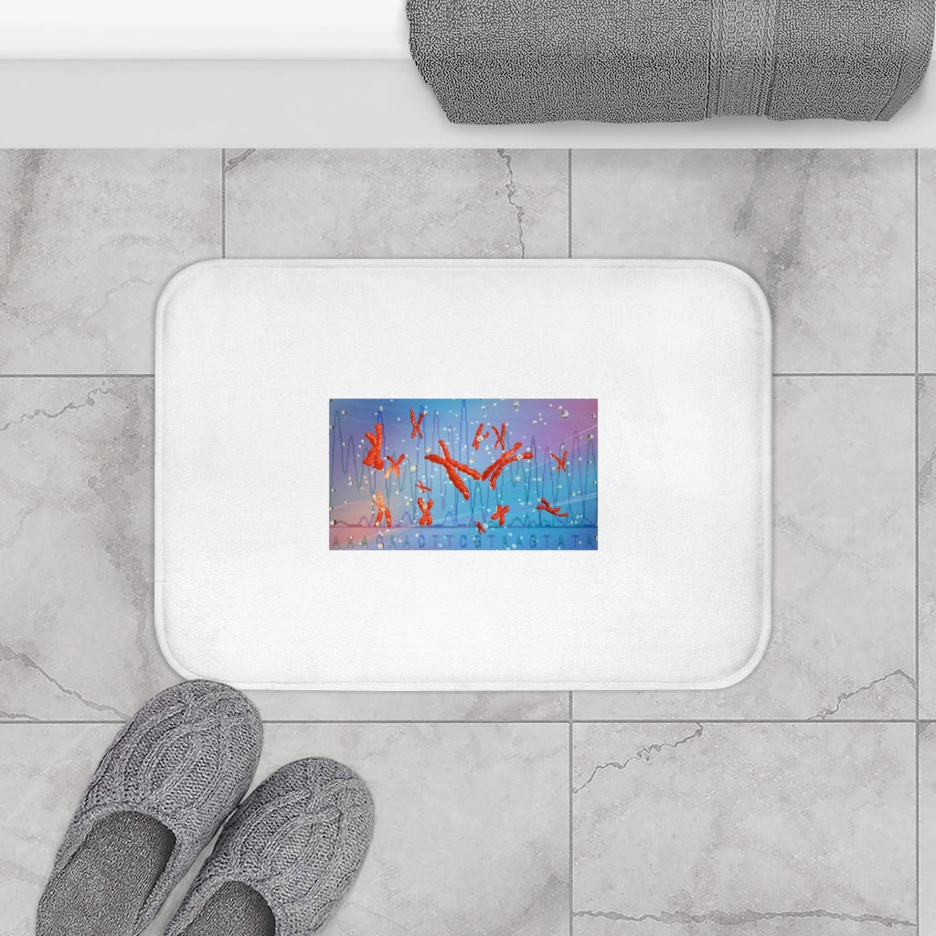 Stylish Chromesomes Bath Mat with anti-slip backing in a modern bathroom setting.