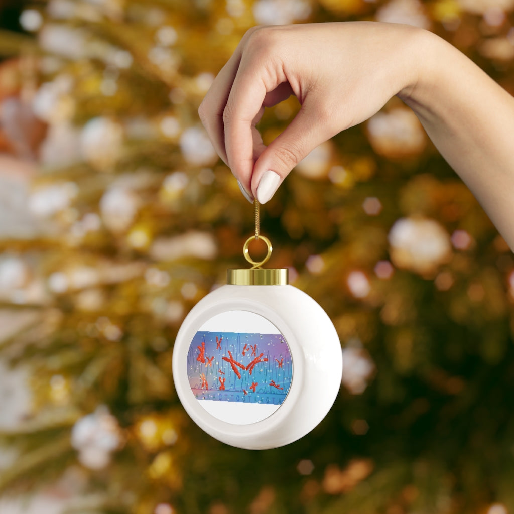 A beautiful 3-inch Chromosomes Christmas Ball Ornament with a glossy finish and gold ribbon, featuring a vintage design and custom metal insert.