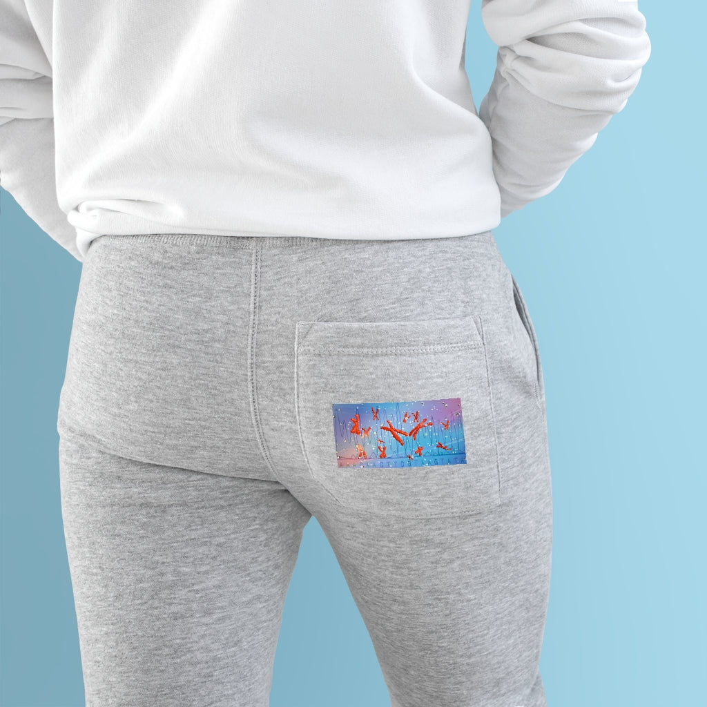 A pair of stylish Chromosomes Premium Fleece Joggers featuring a customizable back pocket and two side pockets, made from soft fleece fabric.