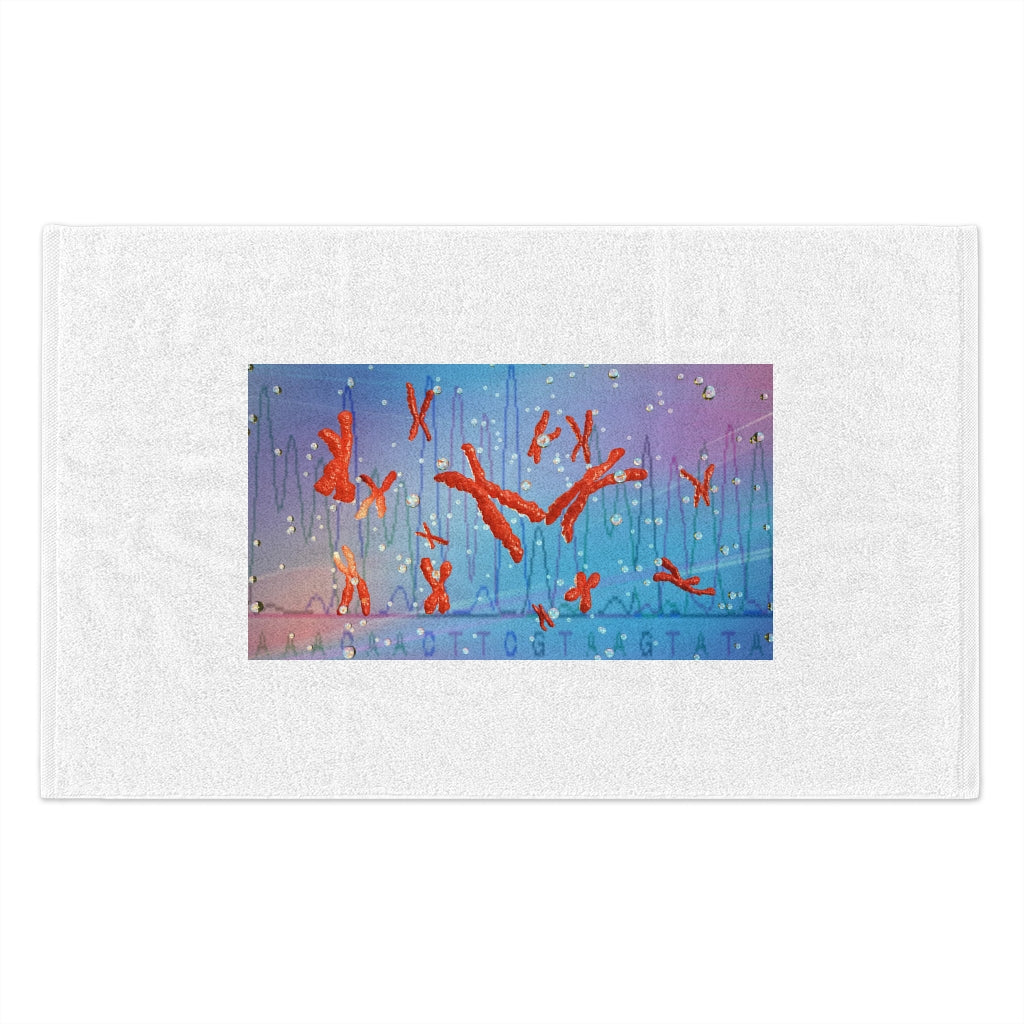 Chromosomes Rally Towel, 11x18, featuring soft cotton and printed mink polyester, ideal for personalization.