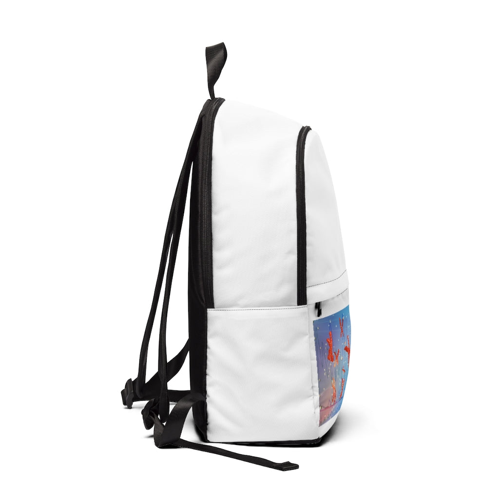 Chromosomes Unisex Fabric Backpack in soft nylon, featuring adjustable straps and a padded back panel, ideal for school and travel.