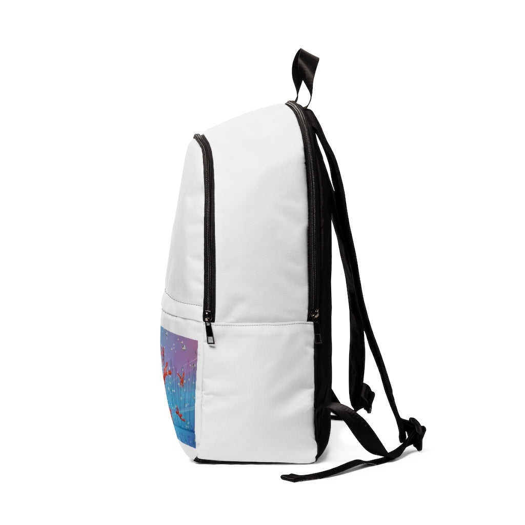 Chromosomes Unisex Fabric Backpack in soft nylon, featuring adjustable straps and a padded back panel, ideal for school and travel.