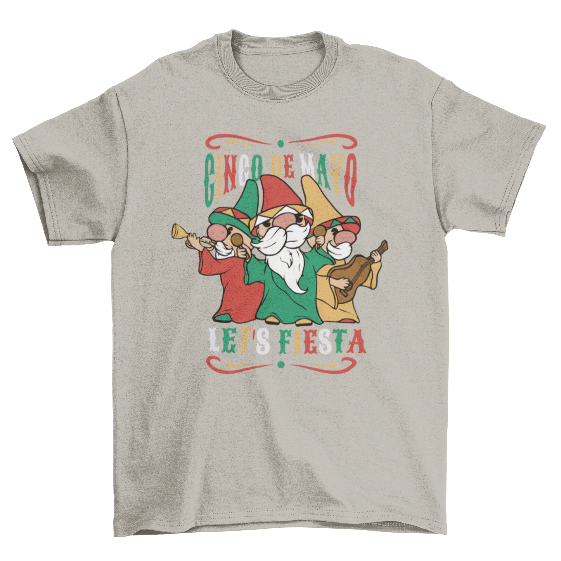 Cinco de Mayo music band t-shirt featuring three musicians playing instruments with a festive quote.