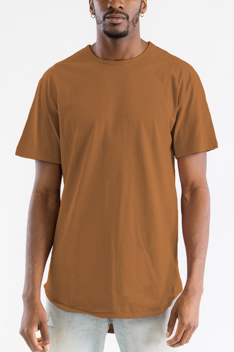 A stylish Classic Rounded Scallop Tee featuring a scalloped hem, made from 100% cotton, displayed on a mannequin.