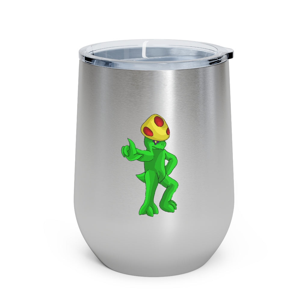 Clawmep 12oz Insulated Wine Tumbler with clear lid, showcasing its sleek stainless steel design and customizable artwork.