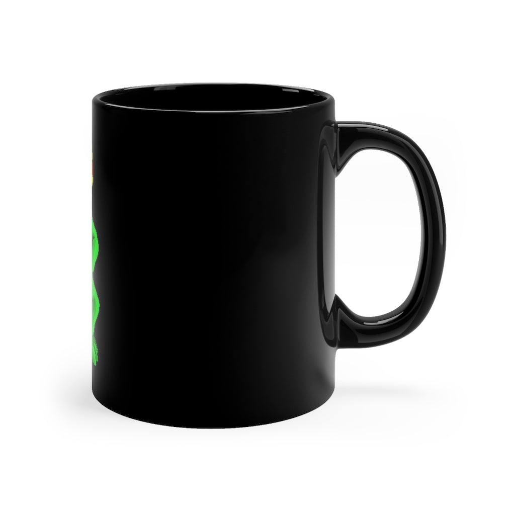 Clawmep Black mug 11oz showcasing a sleek black ceramic design with rounded corners and a comfortable C-handle.