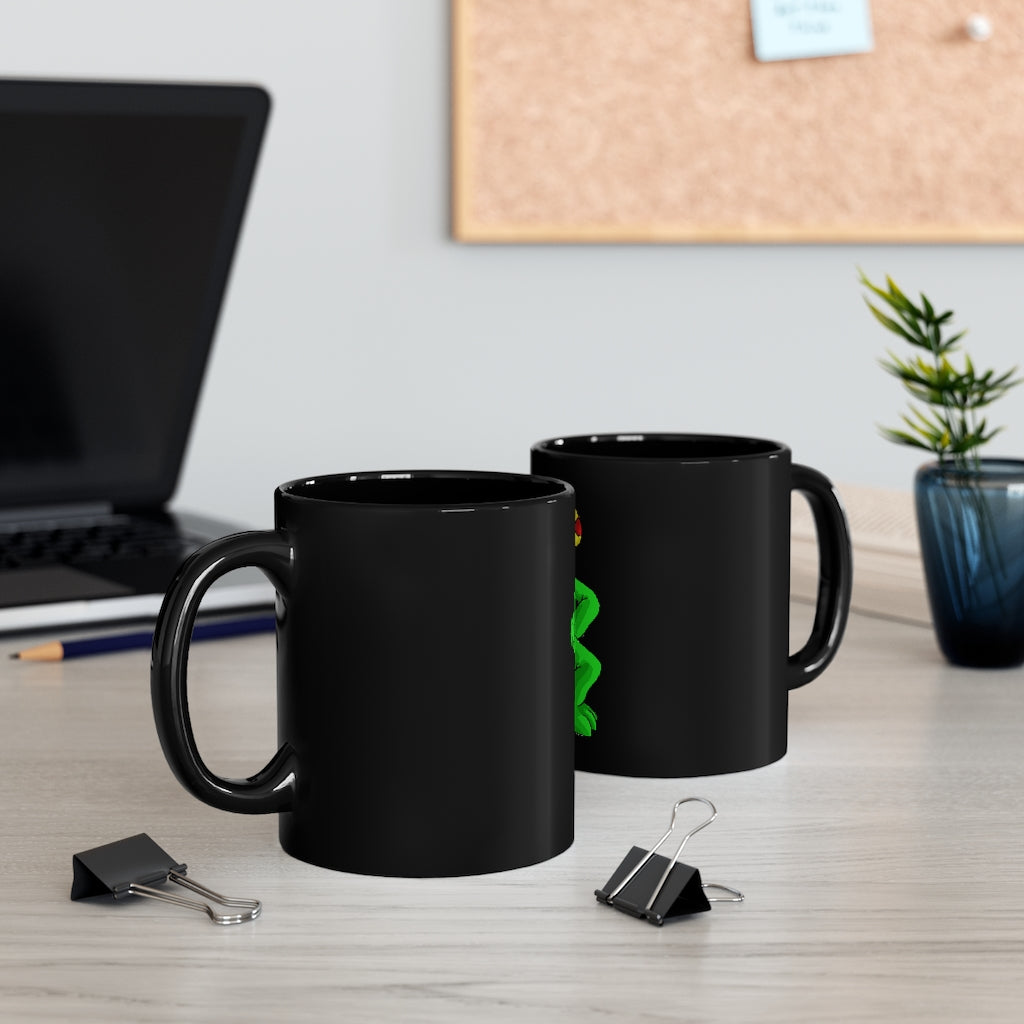 Clawmep Black mug 11oz showcasing a sleek black ceramic design with rounded corners and a comfortable C-handle.