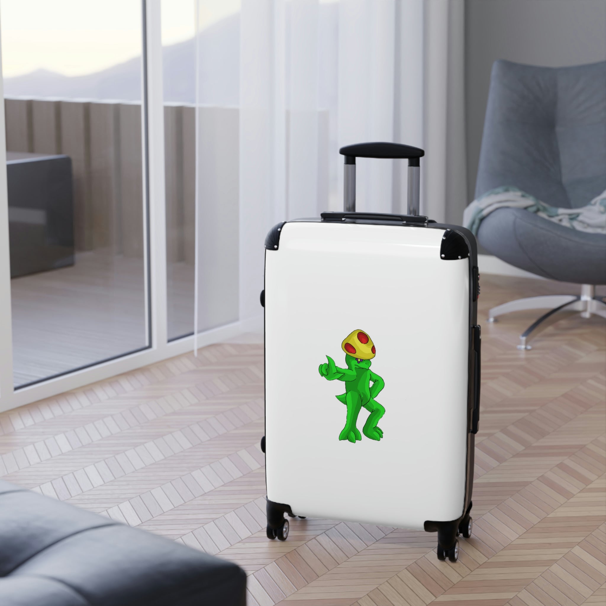 Clawmep Cabin Suitcase featuring a personalized design, lightweight construction, and durable hard-shell material.