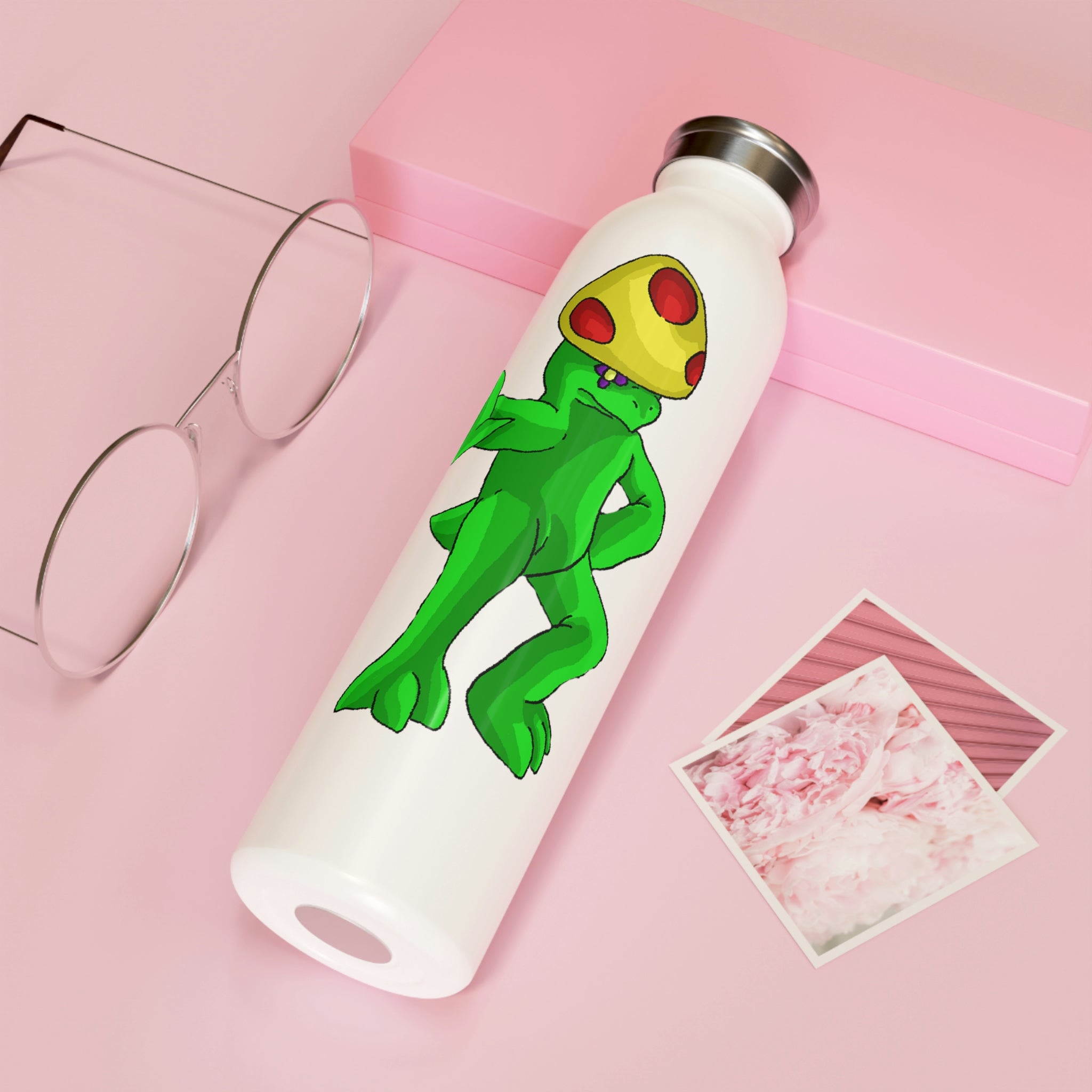 Clawmep Slim Water Bottle with matte finish and silver cap, showcasing customizable design options.