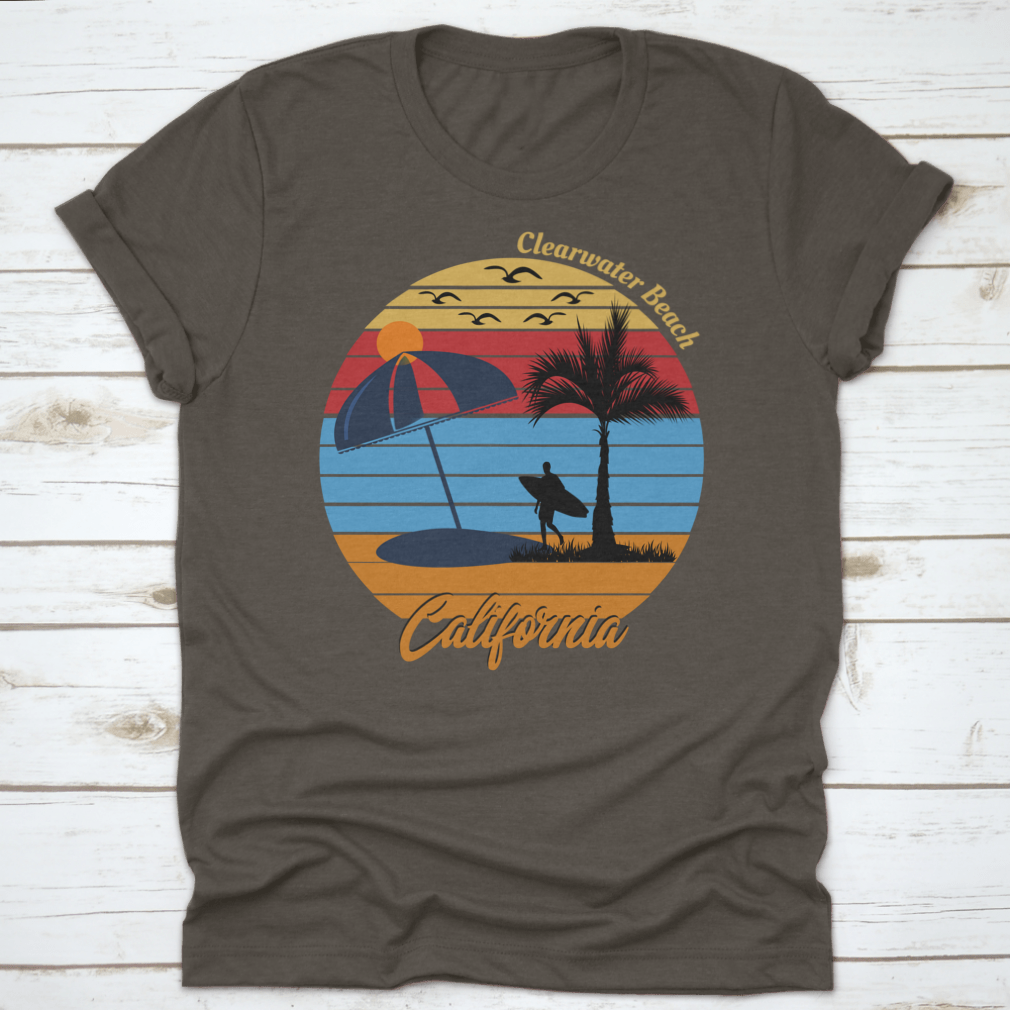 Clearwater Beach California Summer Season Shirt, showcasing a classic fit and soft cotton fabric, perfect for summer wear.