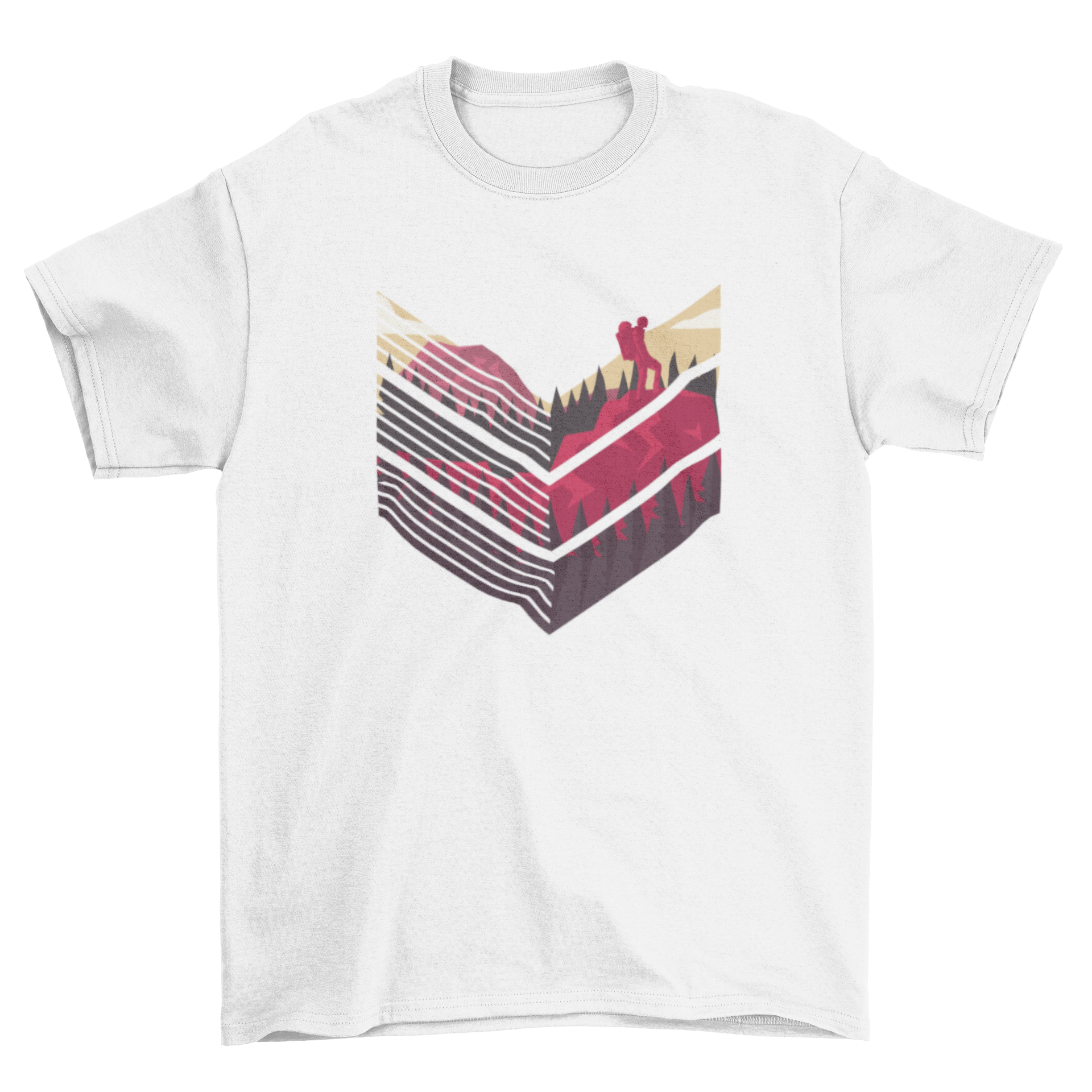 A stylish t-shirt featuring a climber ascending a mountain, perfect for outdoor enthusiasts.