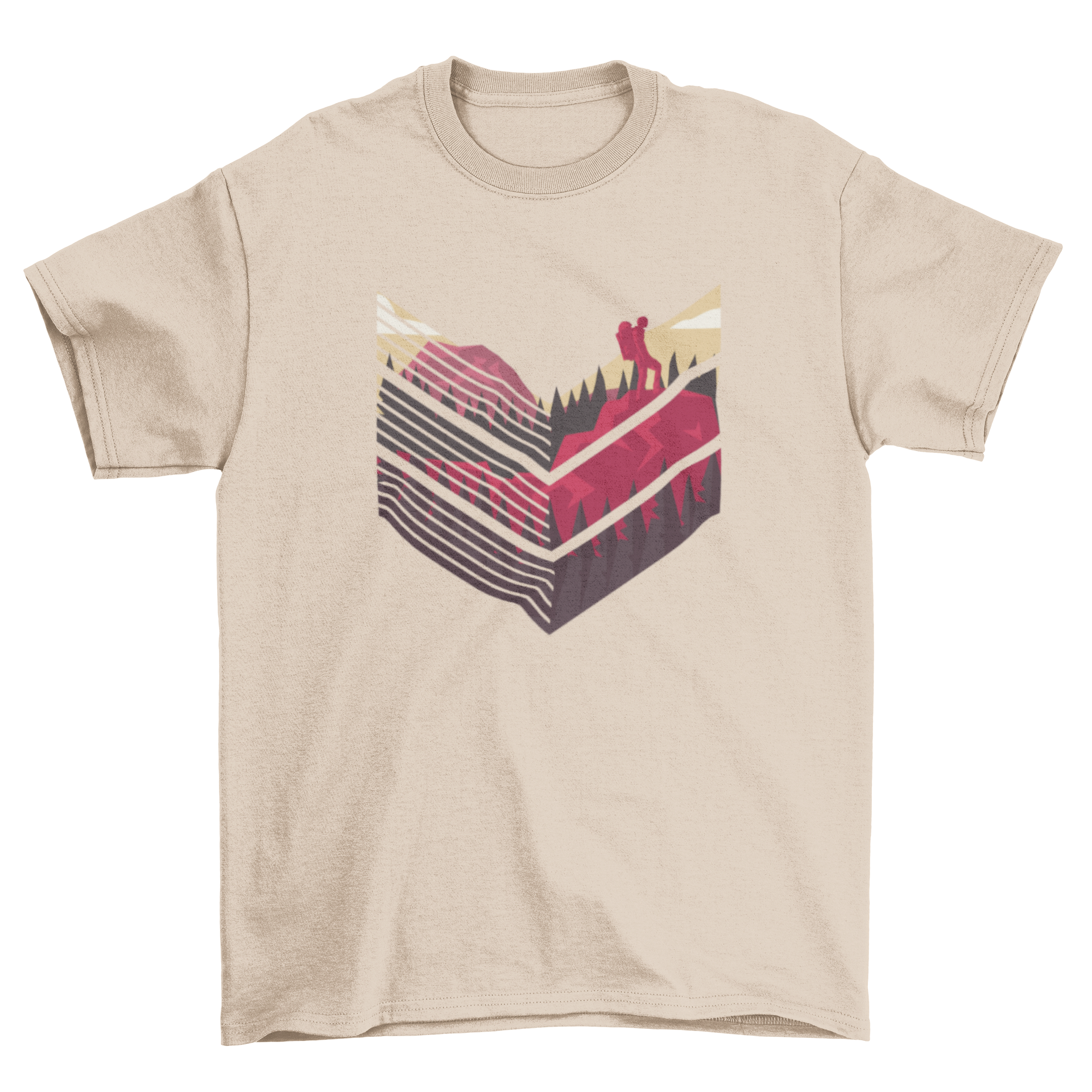 A stylish t-shirt featuring a climber ascending a mountain, perfect for outdoor enthusiasts.