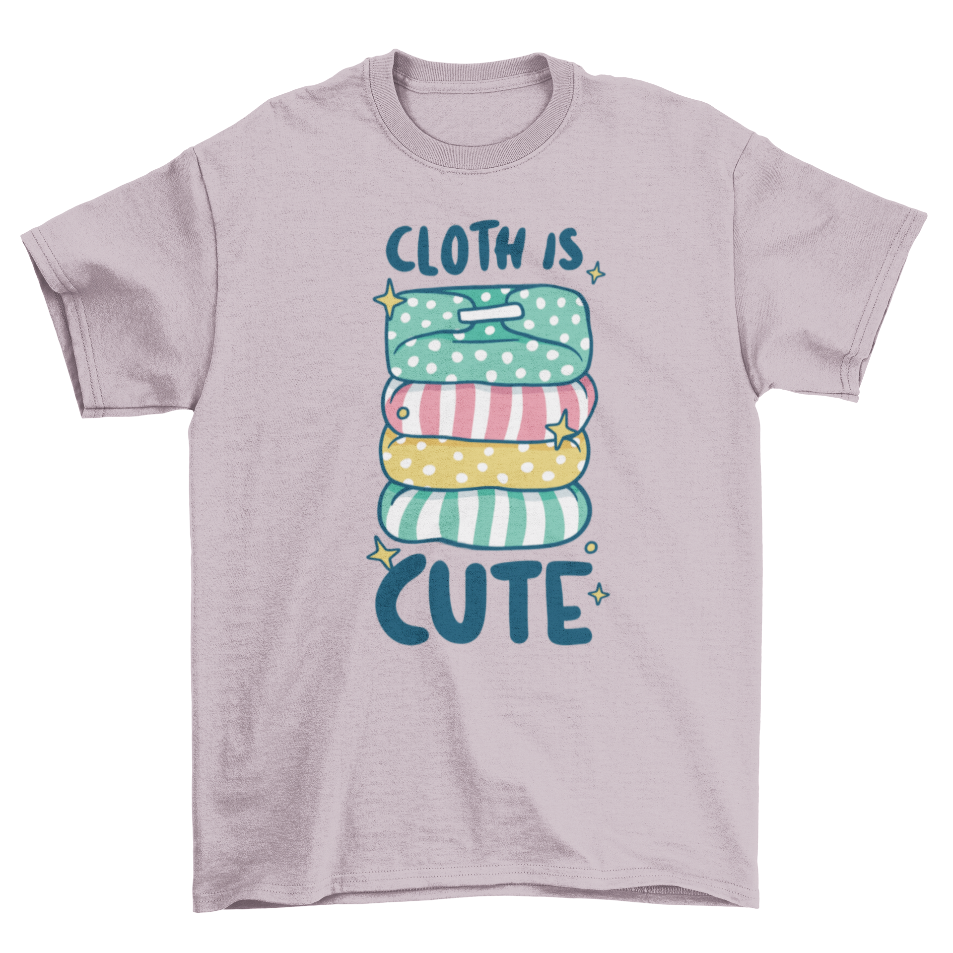 A stylish t-shirt featuring a cloth diaper design and the quote 'Cloth is cute', perfect for eco-conscious parents.