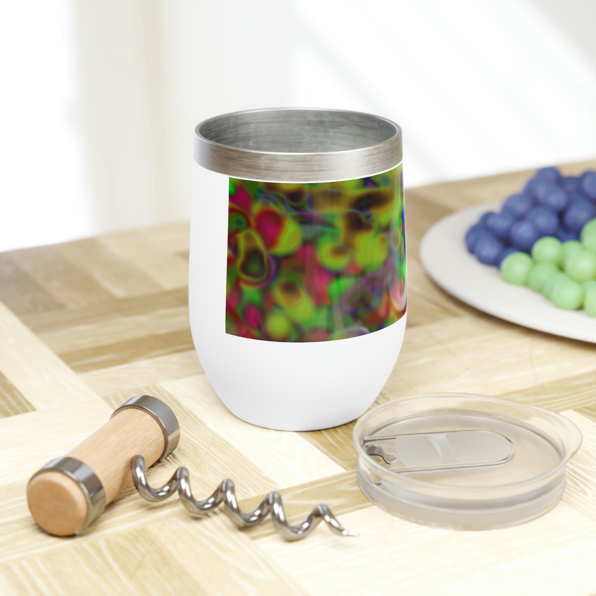 Cloud Concept Painting Chill Wine Tumbler showcasing a sleek stainless steel design with customizable artwork.