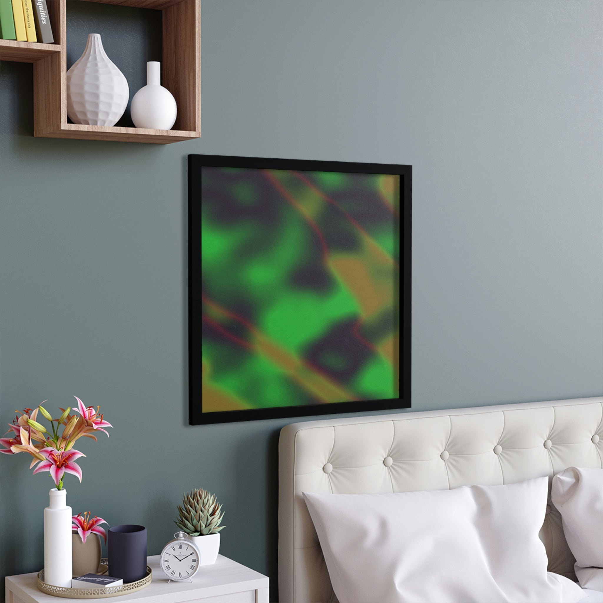 Cloud Concept Painting Framed Poster with a hand-crafted wooden frame, showcasing vibrant colors and artistic design.