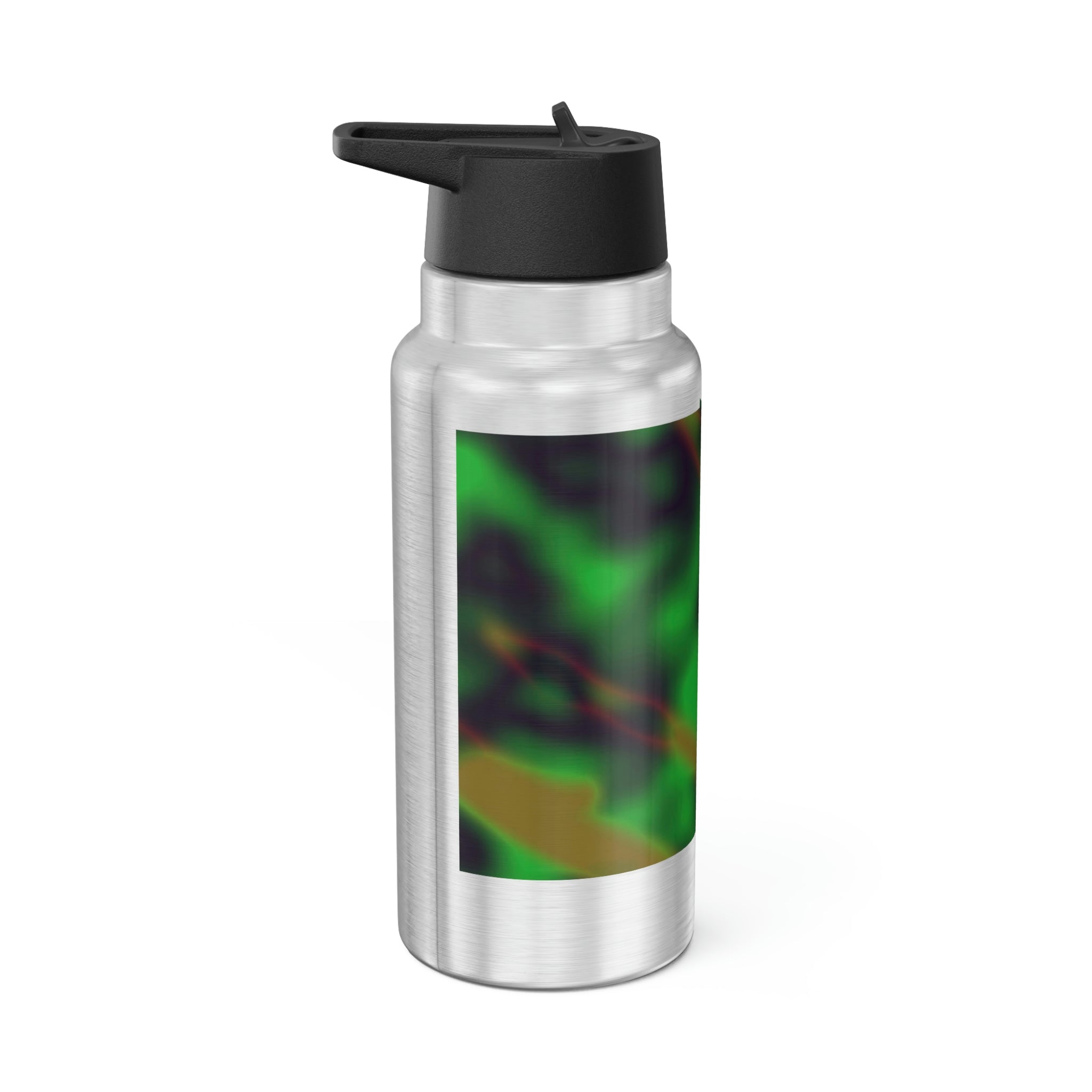 Cloud Concept Painting Gator Tumbler, 32oz, stainless steel with a black plastic screw-on cap and a straw, featuring customizable design.